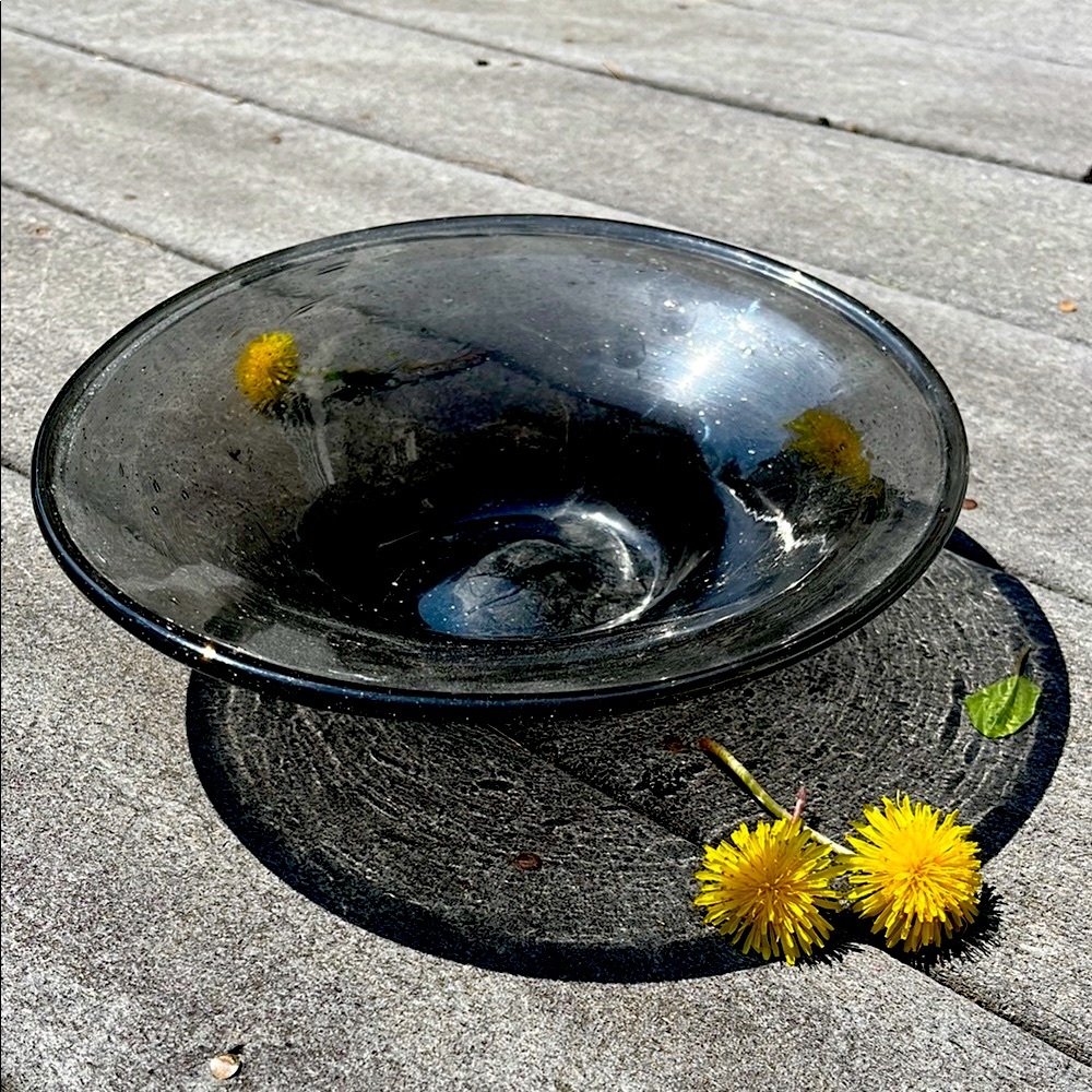 🐦‍⬛ OOAK Decorative Black Glass Blown Bowl 🐦‍⬛
